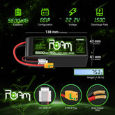 Ovonic Roam Series 6S Lipo Battery 5500mAh 6S1P 150C 22.2V Long Range Lipo Battery with XT90-S Anti Spark Plug for 7-10 inch Cinelifter Multirotor X-Class FPV Drone Long Range Drone
